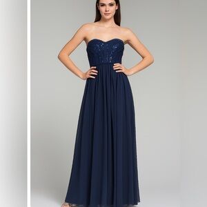 BCBG Paris Midnight Blue Strapless Gown. Size 2